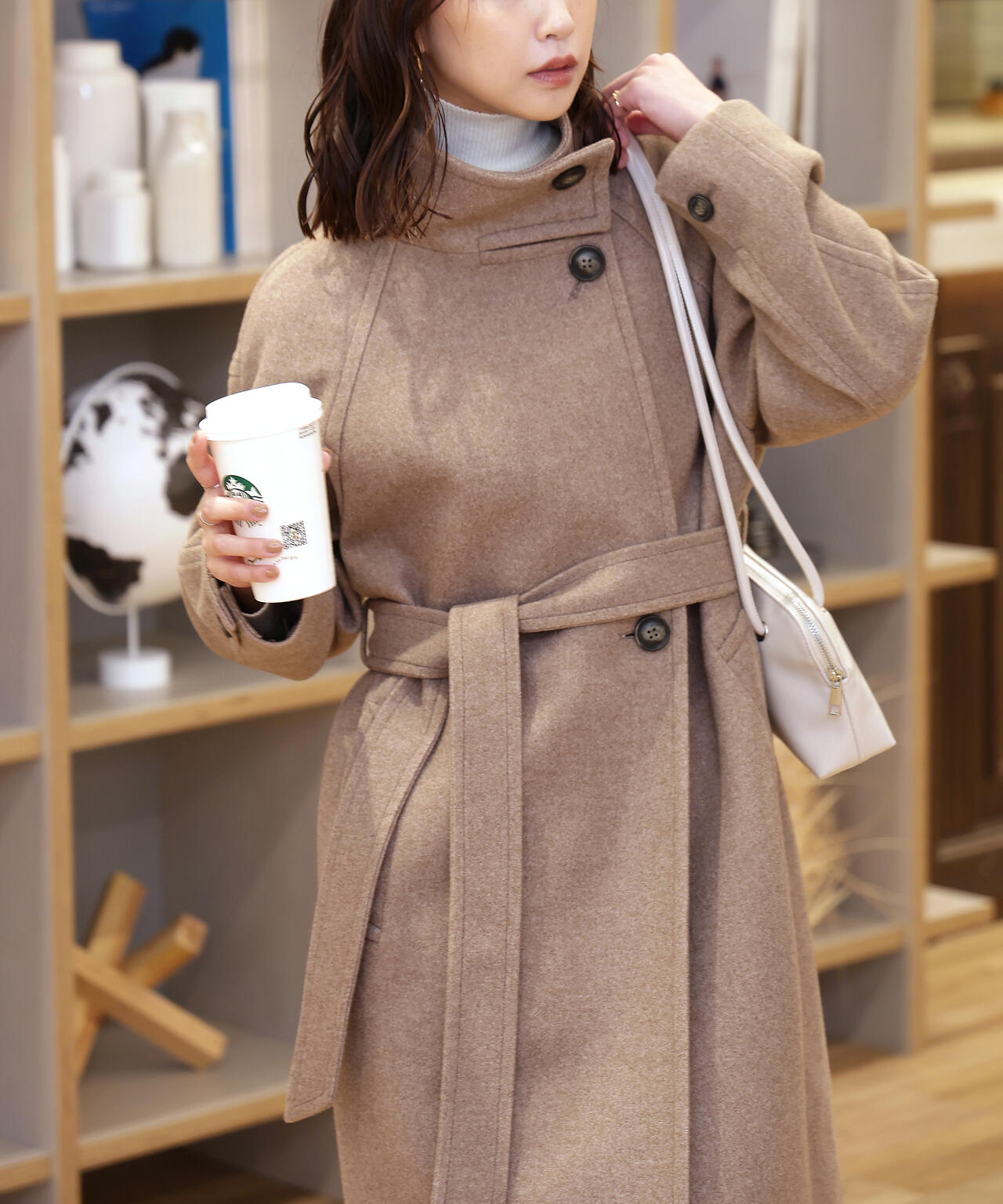 [累計販売5000枚！選べる4色]【3サイズ展開XS-M】スタンドカラーメルトンロングコート【低身長サイズ有】