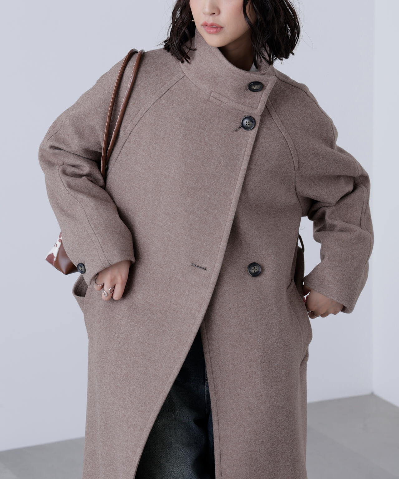 [累計販売5000枚！選べる4色]【3サイズ展開XS-M】スタンドカラーメルトンロングコート【低身長サイズ有】