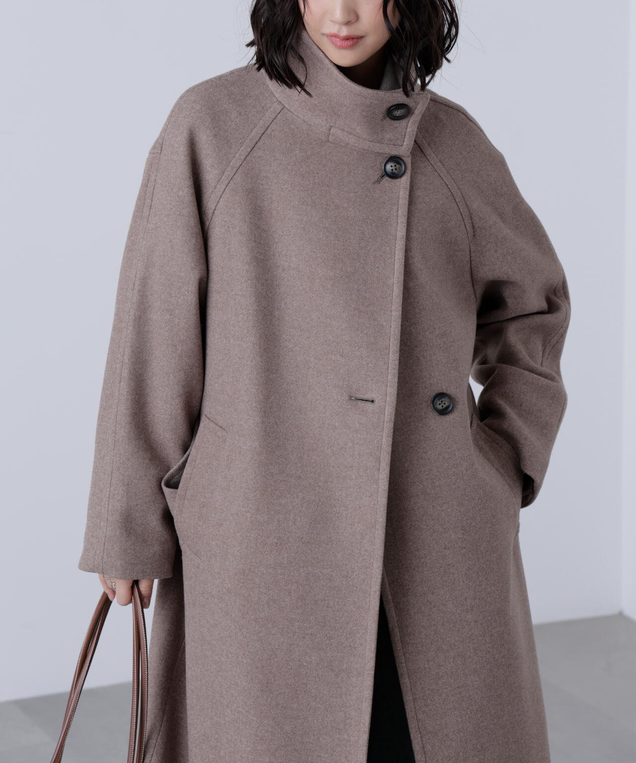 [累計販売5000枚！選べる4色]【3サイズ展開XS-M】スタンドカラーメルトンロングコート【低身長サイズ有】