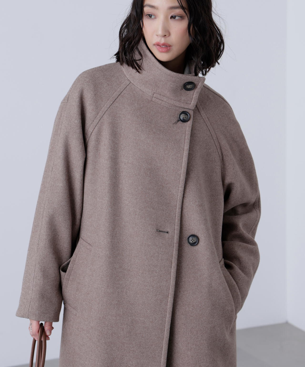 [累計販売5000枚！選べる4色]【3サイズ展開XS-M】スタンドカラーメルトンロングコート【低身長サイズ有】