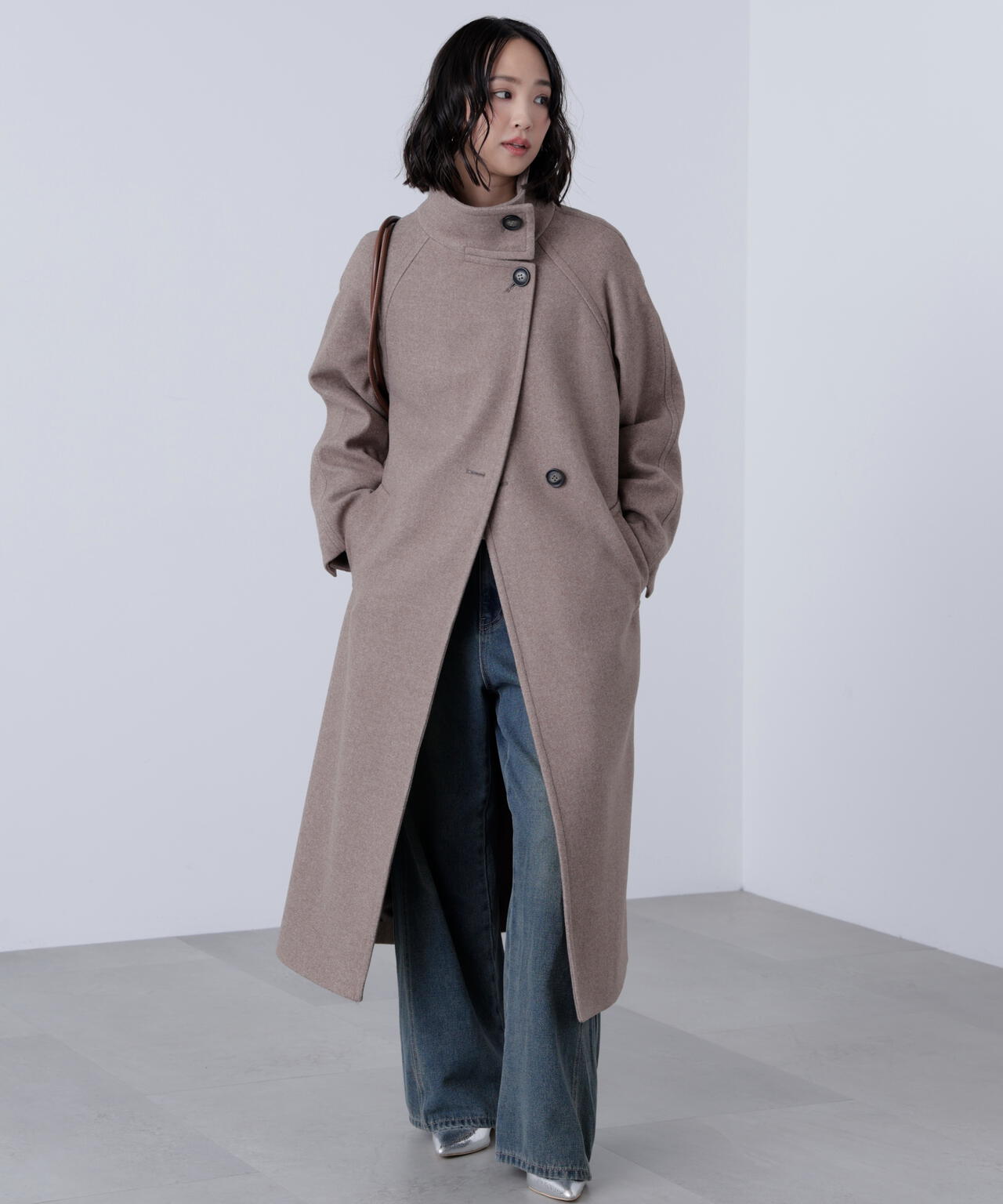 [累計販売5000枚！選べる4色]【3サイズ展開XS-M】スタンドカラーメルトンロングコート【低身長サイズ有】