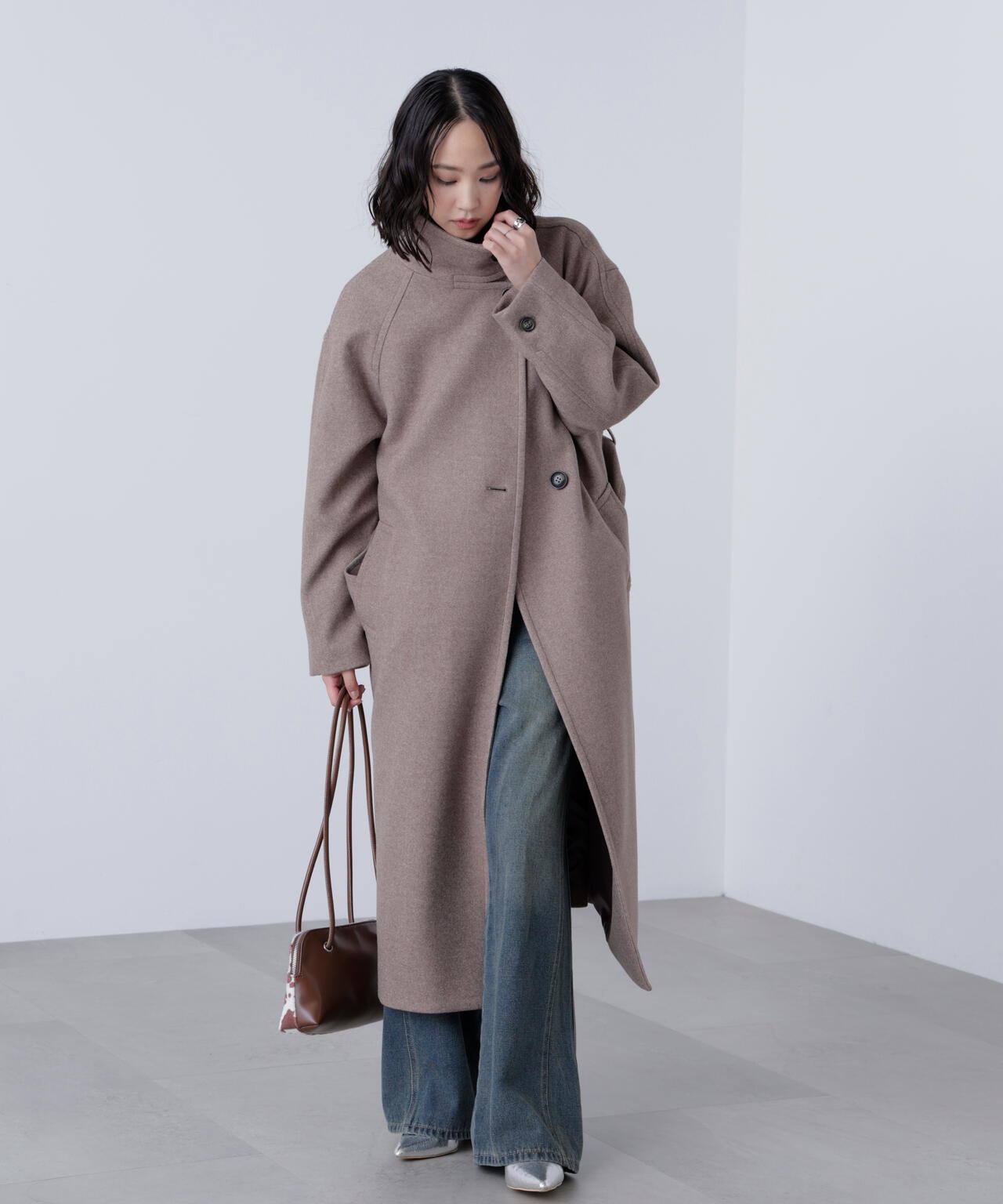 スタンドカラー　メルトンコート SOFFITTO コート アウター 「定番アレンジ」圧縮メルトンスタンド