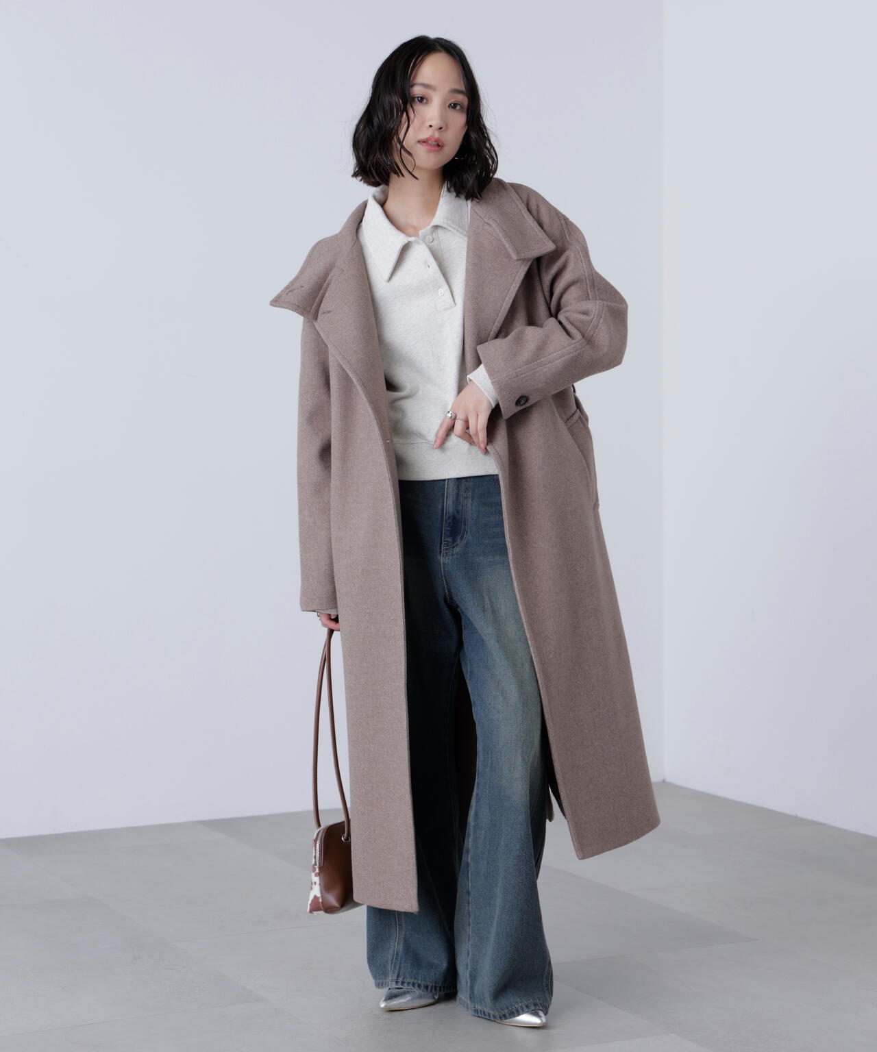 [累計販売5000枚！選べる4色]【3サイズ展開XS-M】スタンドカラーメルトンロングコート【低身長サイズ有】