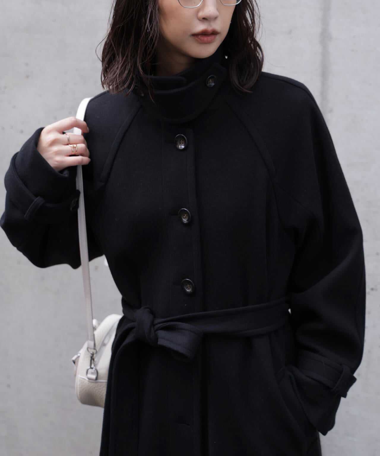 2wayステンカラーロングコート