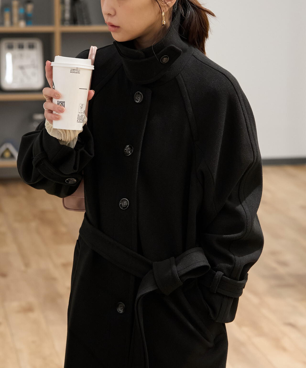 2wayステンカラーロングコート