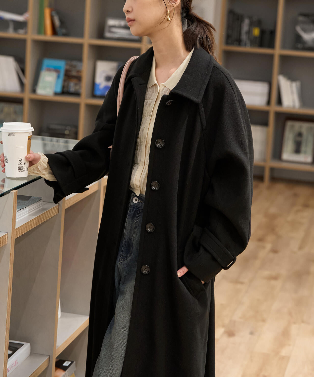 2wayステンカラーロングコート