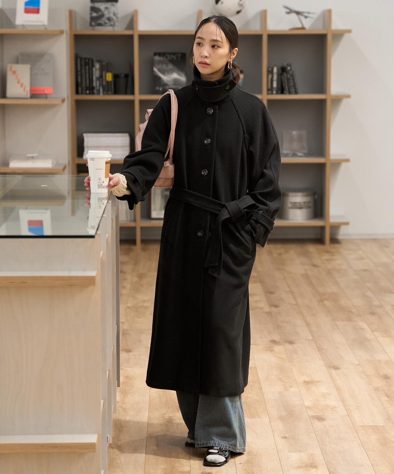 2wayステンカラーロングコート