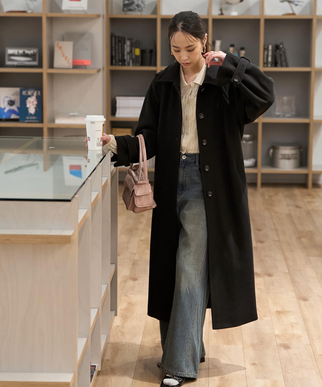 2wayステンカラーロングコート