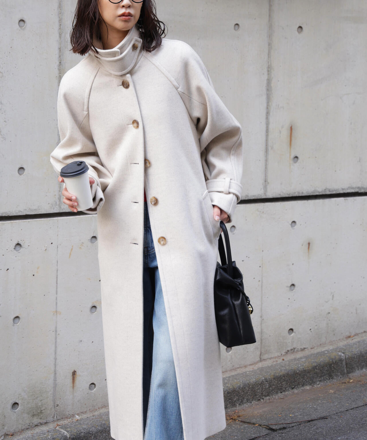 2wayステンカラーロングコート