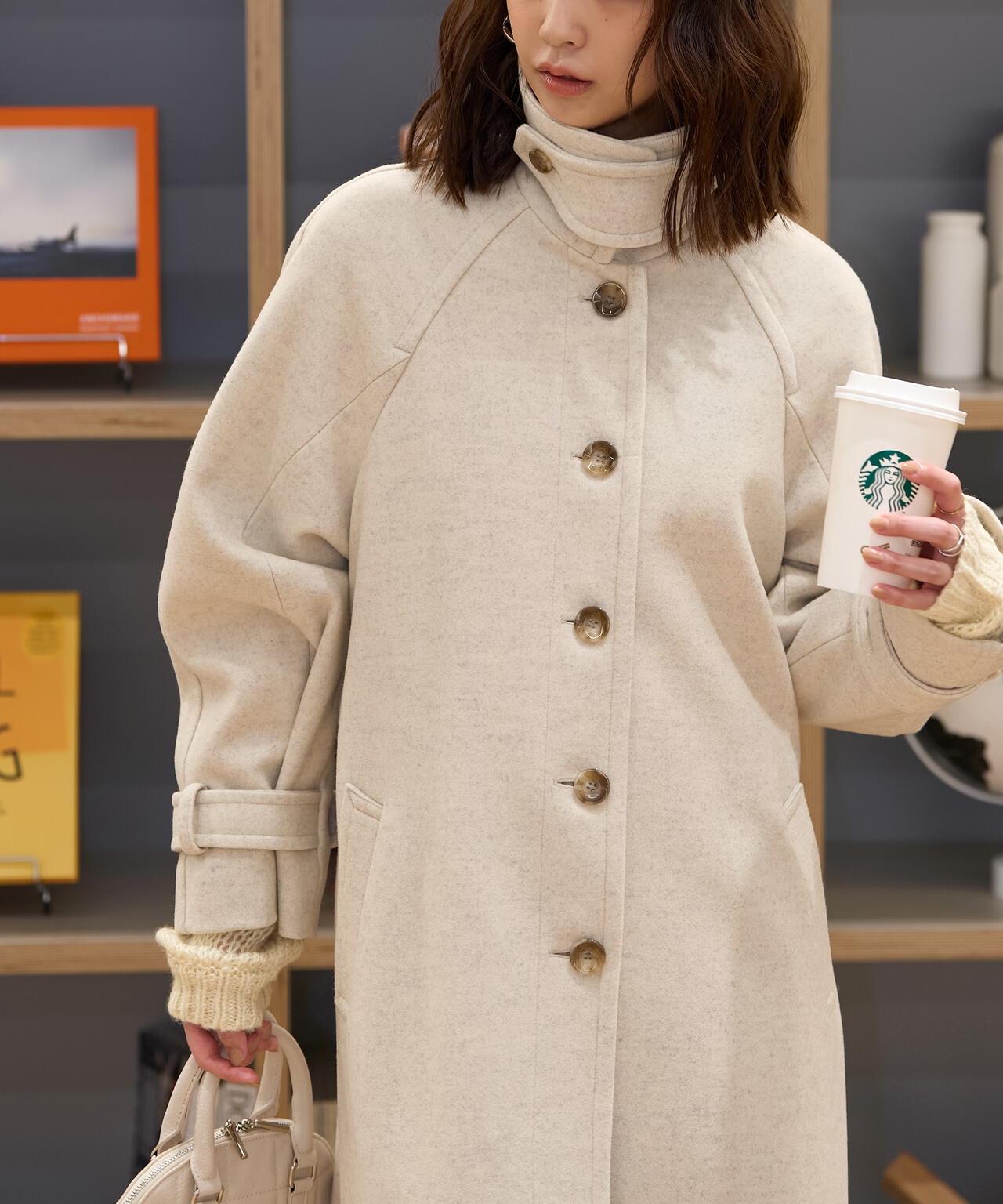 2wayステンカラーロングコート