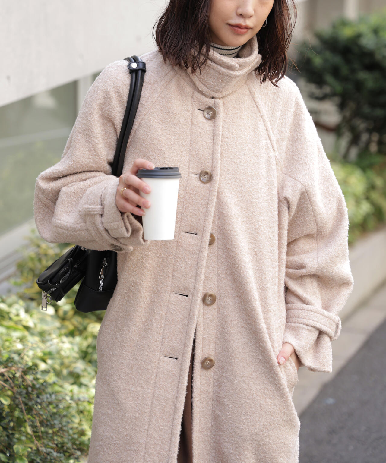 2wayステンカラーロングコート