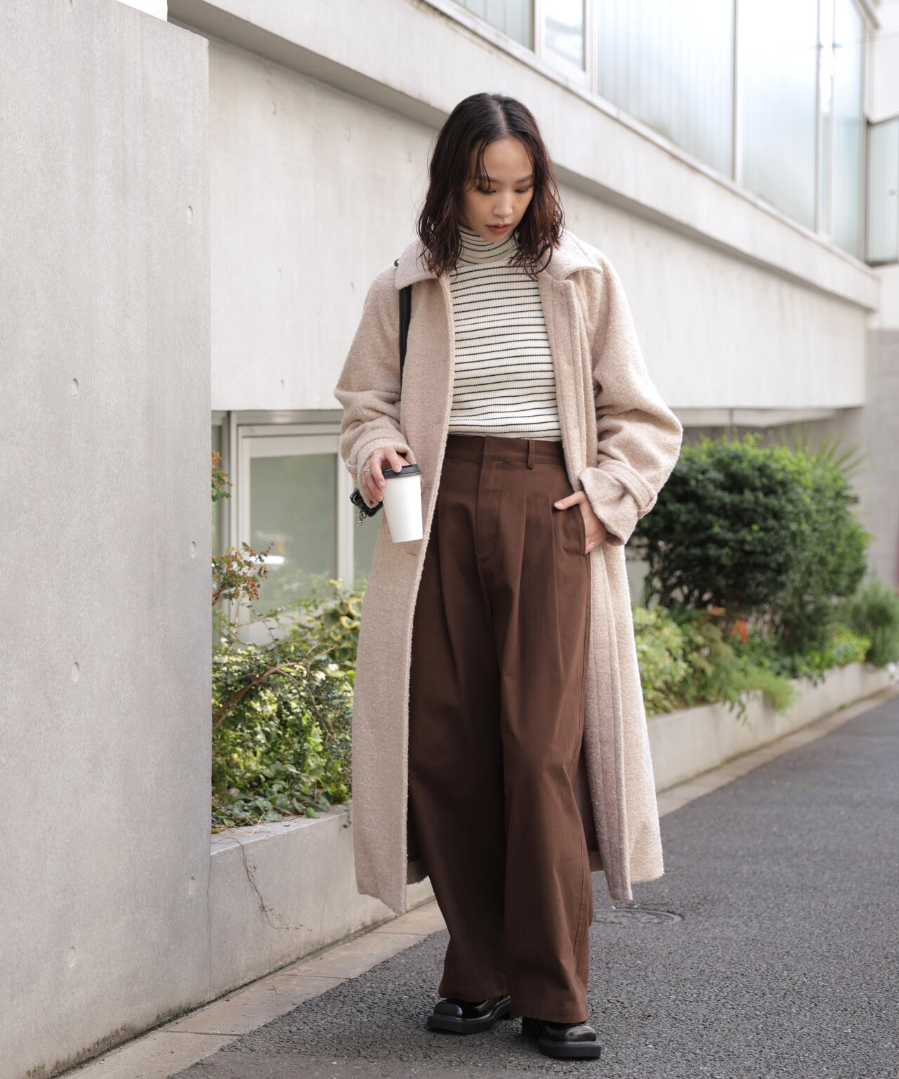 2wayステンカラーロングコート