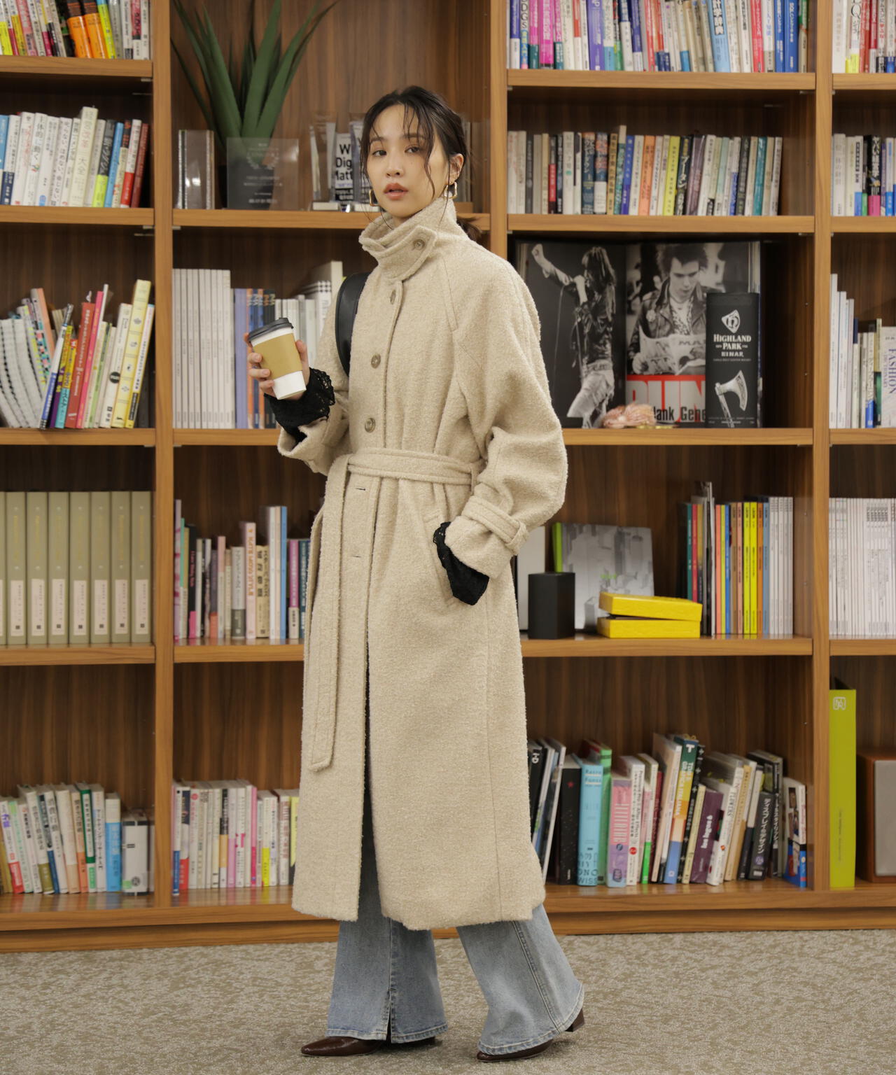 2wayステンカラーロングコート