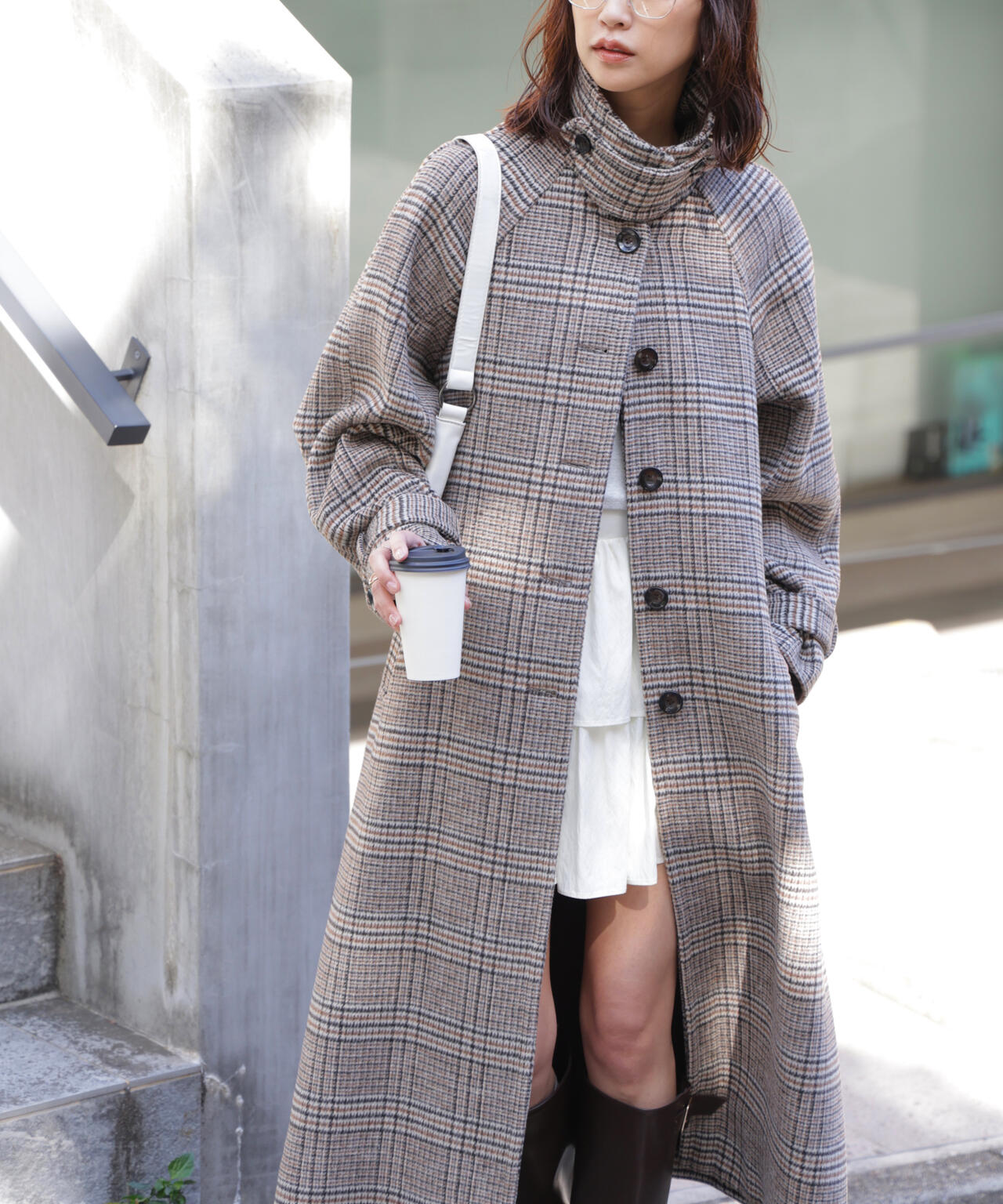 2wayステンカラーロングコート