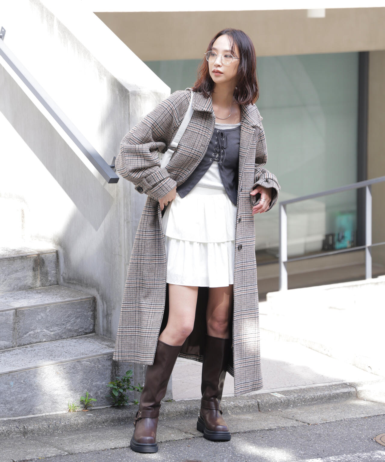 2wayステンカラーロングコート