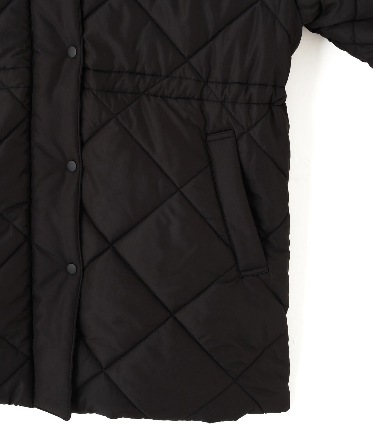 ウエストドロストキルティングコート