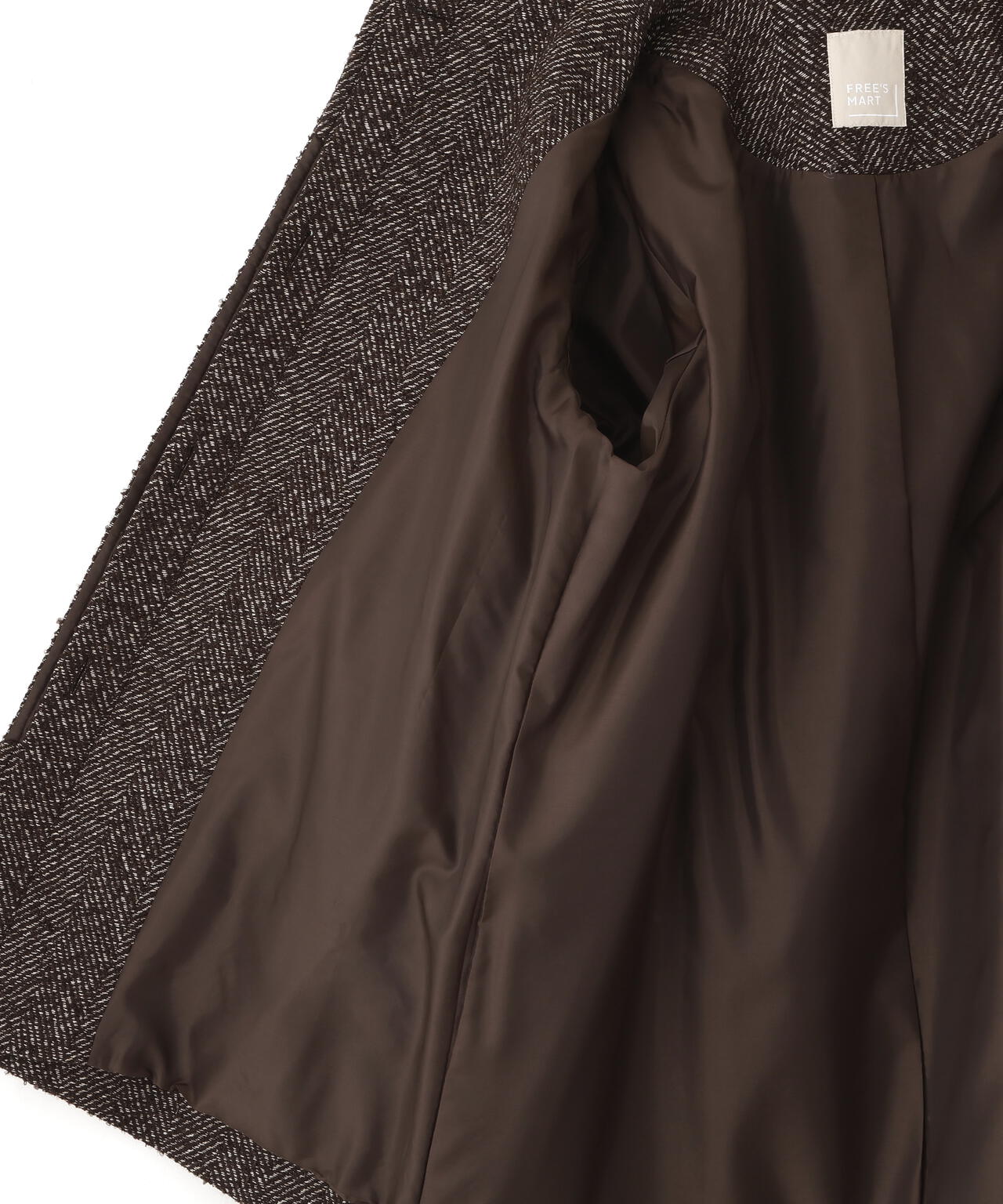 スタンドカラーミドル丈ツイードコート