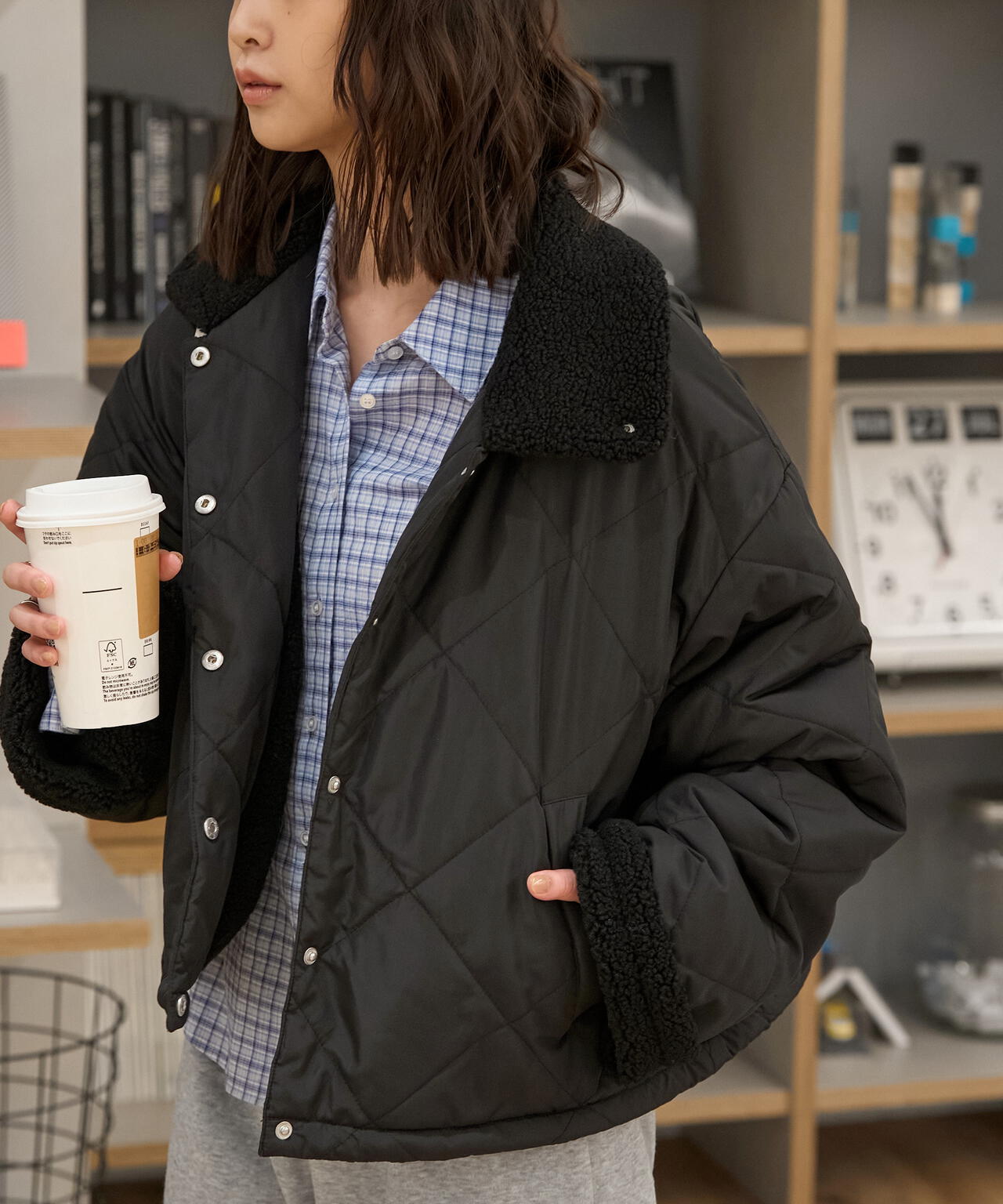 TORNADO MART 中綿キルティング 素材切替 ライダースジャケット