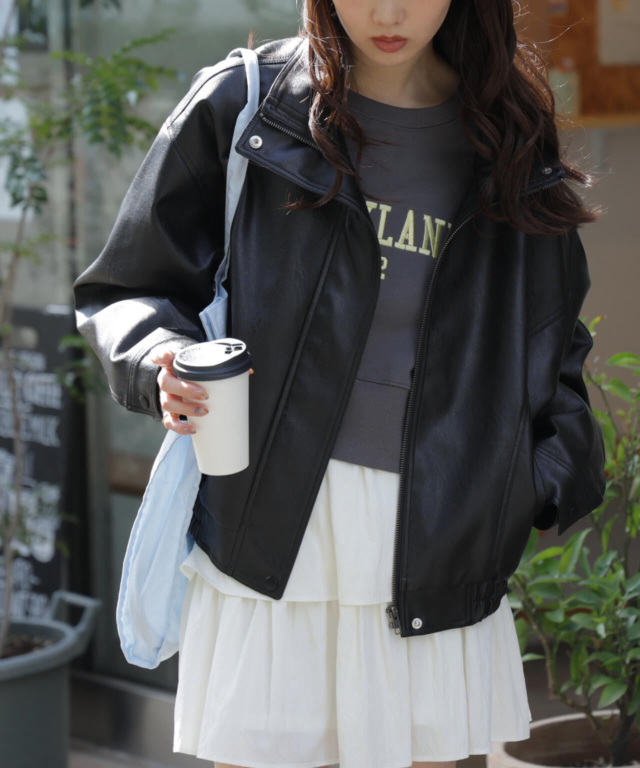 スタンド合皮ブルゾン