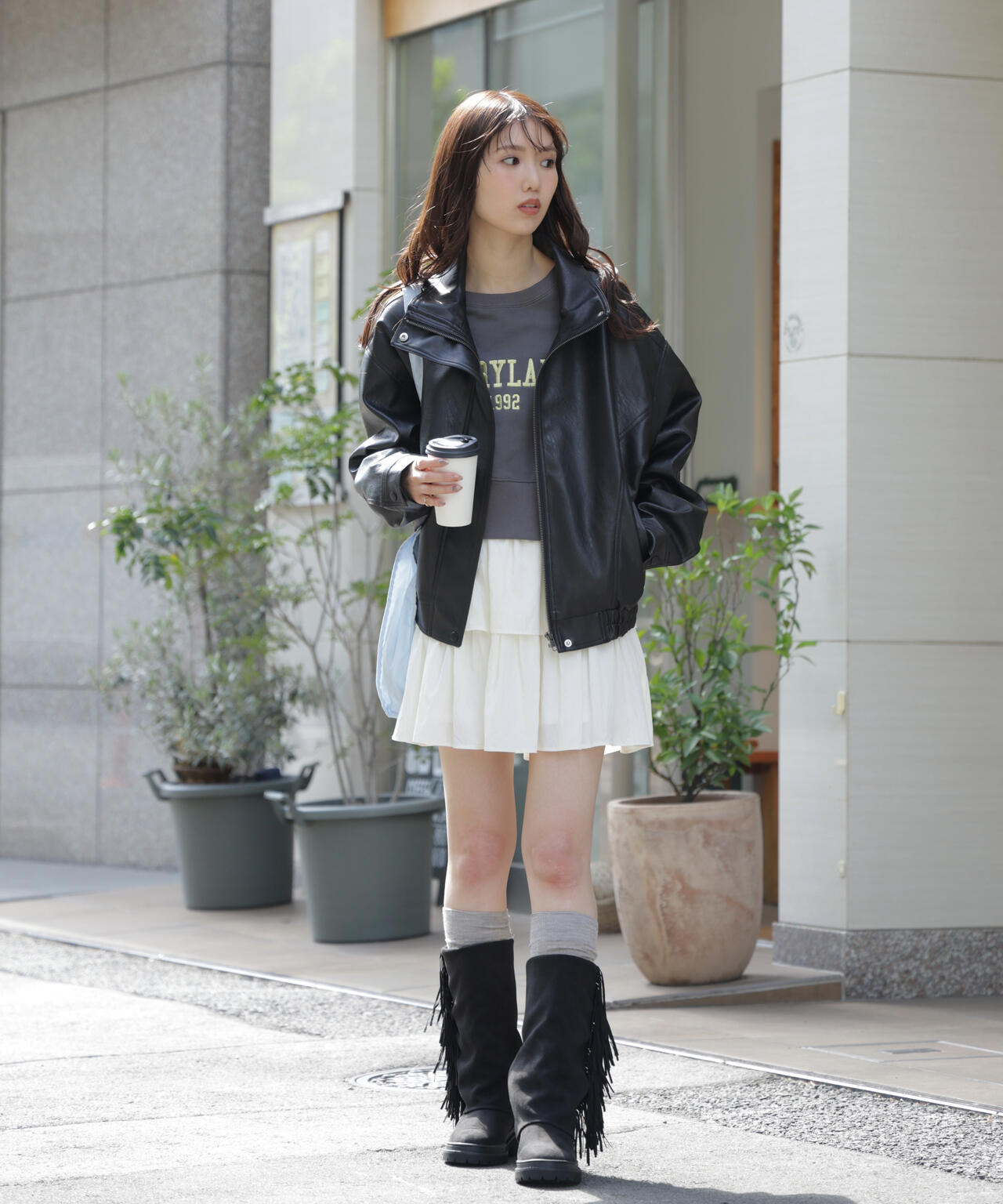 スタンド合皮ブルゾン