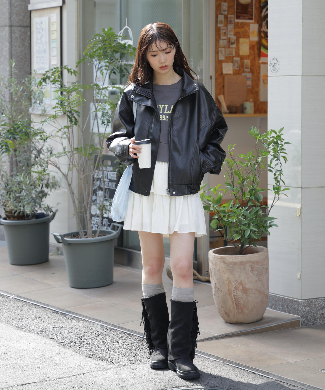 スタンド合皮ブルゾン