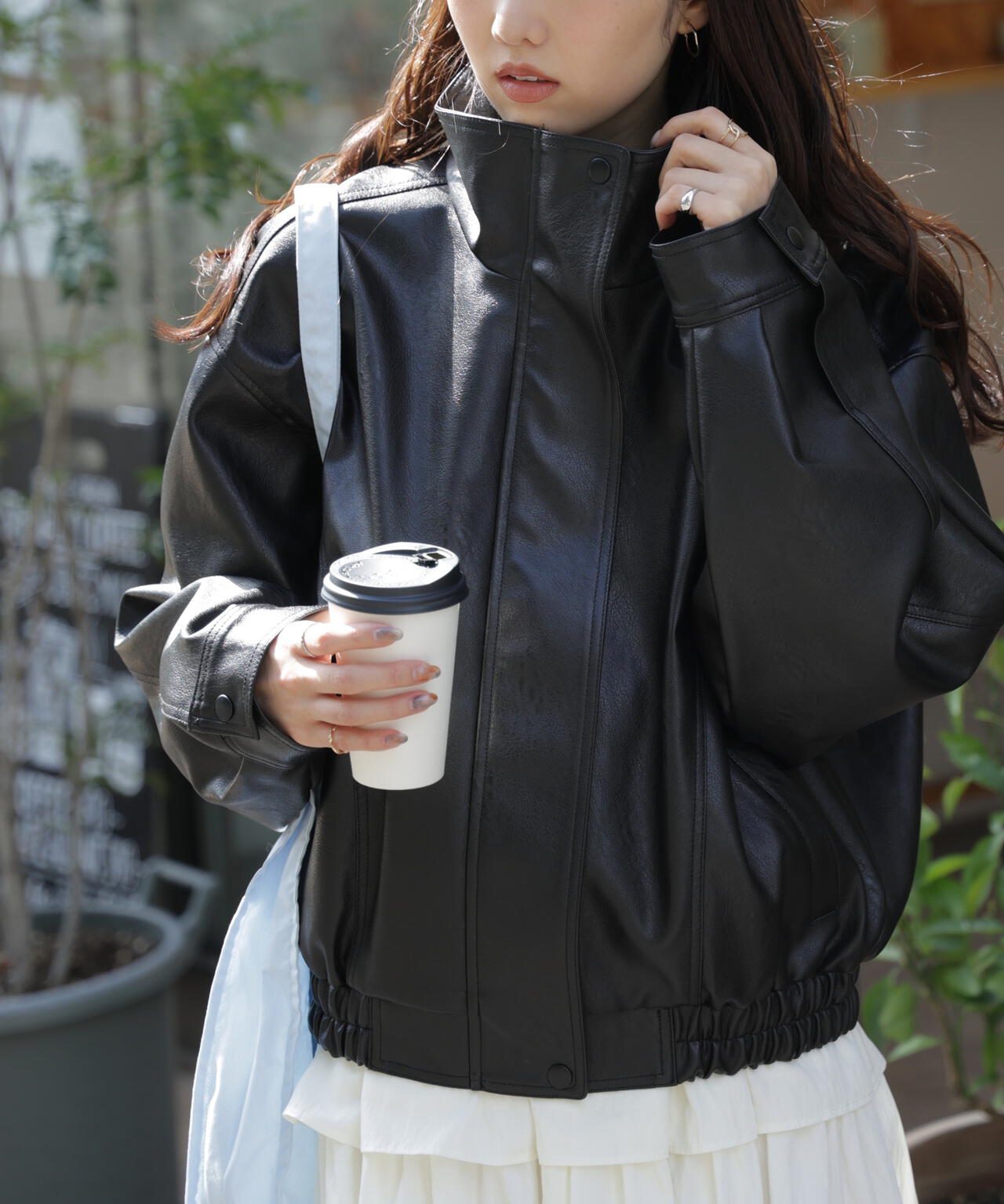 スタンド合皮ブルゾン