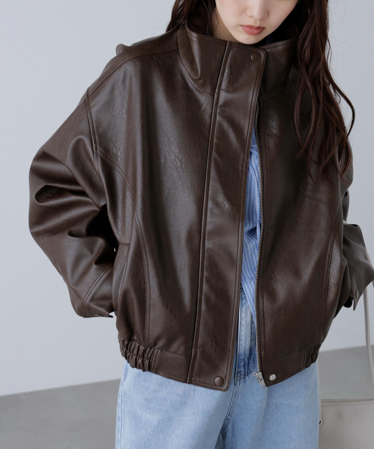スタンド合皮ブルゾン