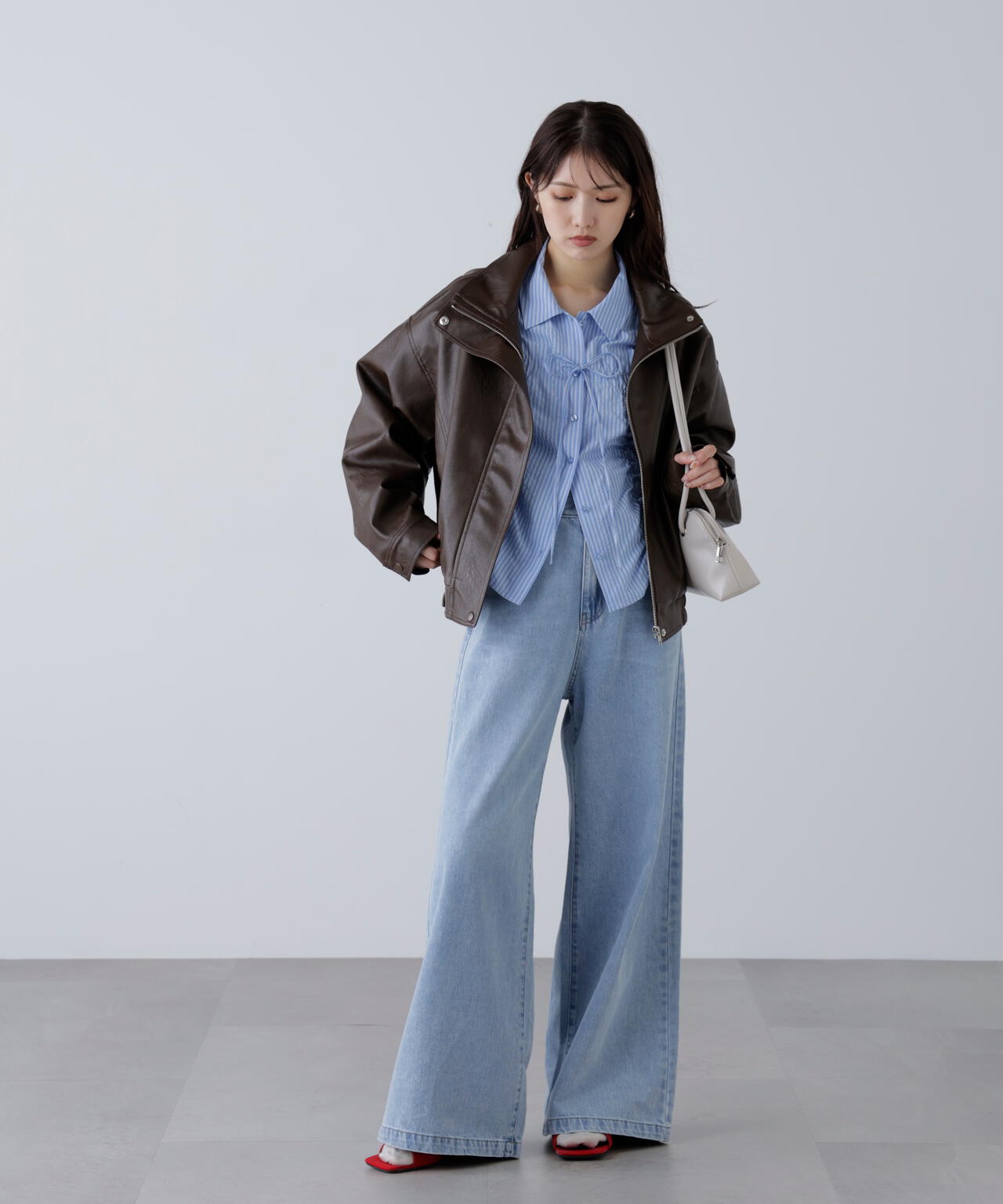 スタンド合皮ブルゾン