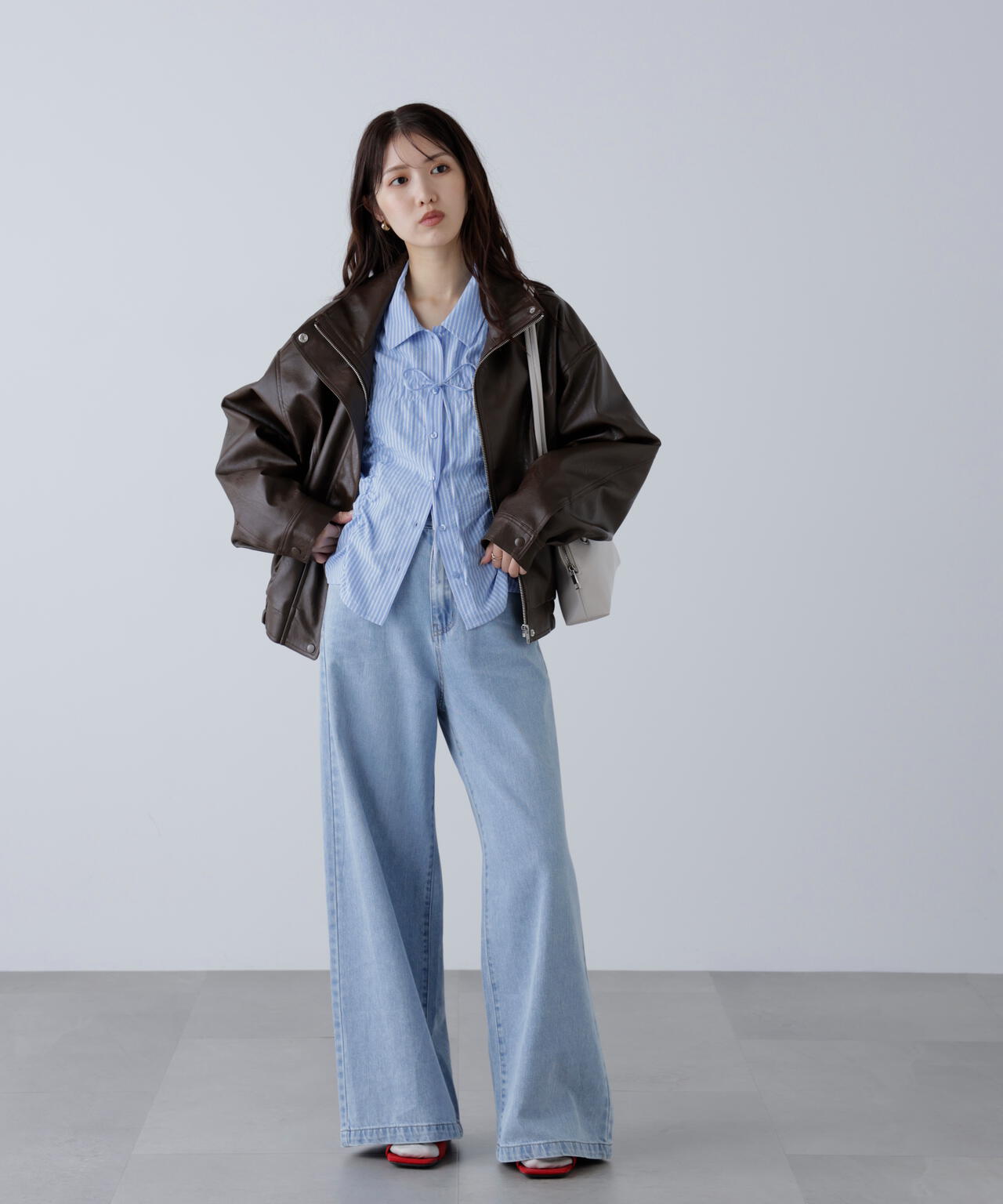 スタンド合皮ブルゾン