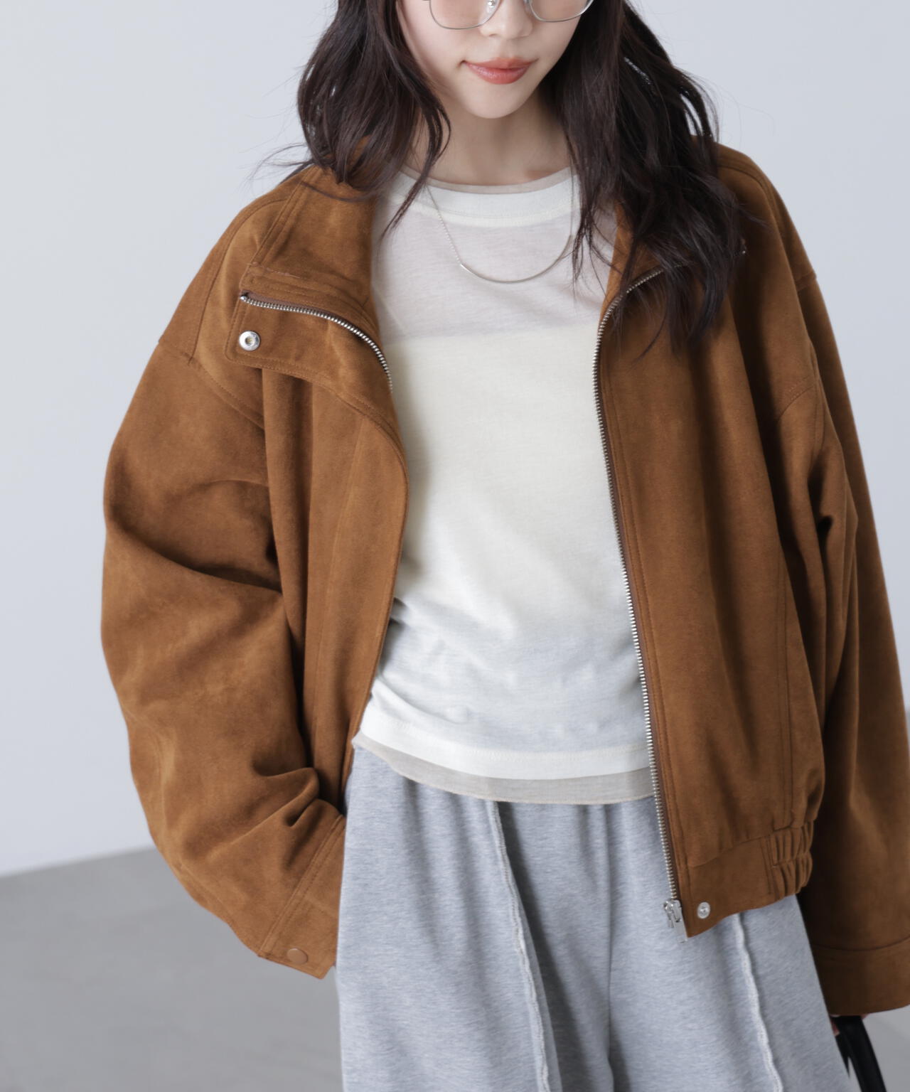 スタンド合皮ブルゾン