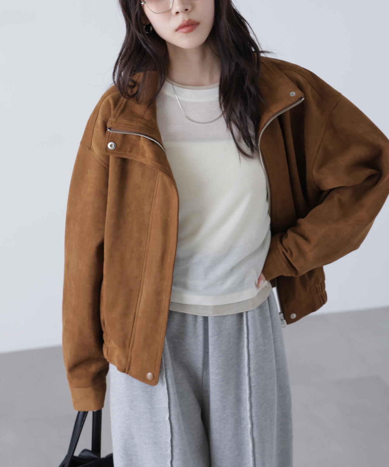 スタンド合皮ブルゾン