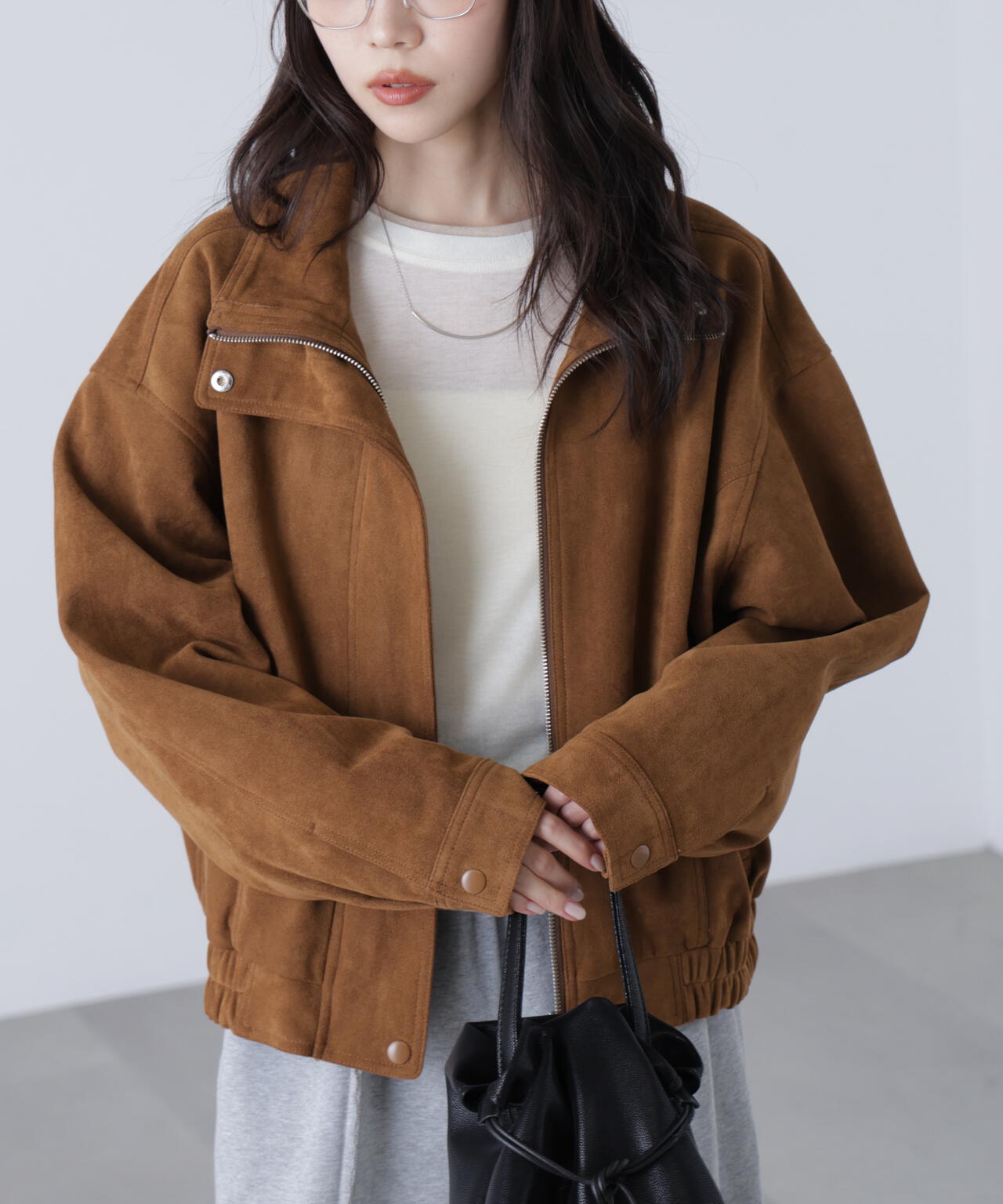 スタンド合皮ブルゾン