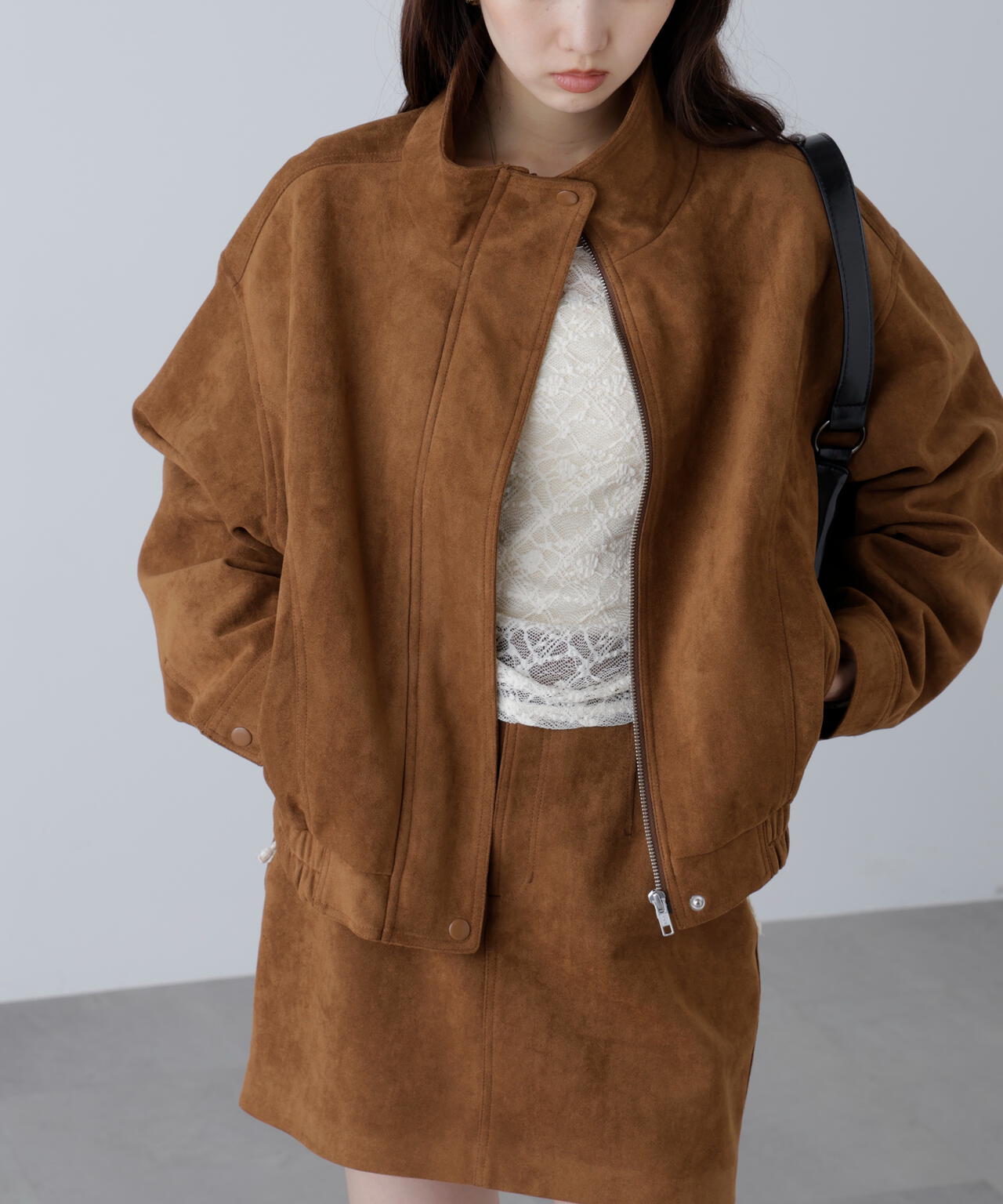 スタンド合皮ブルゾン