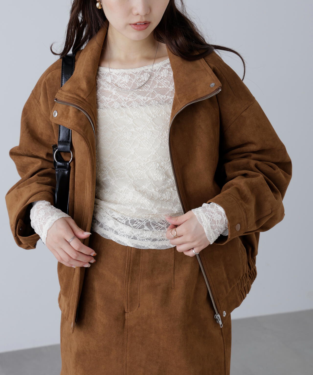 スタンド合皮ブルゾン