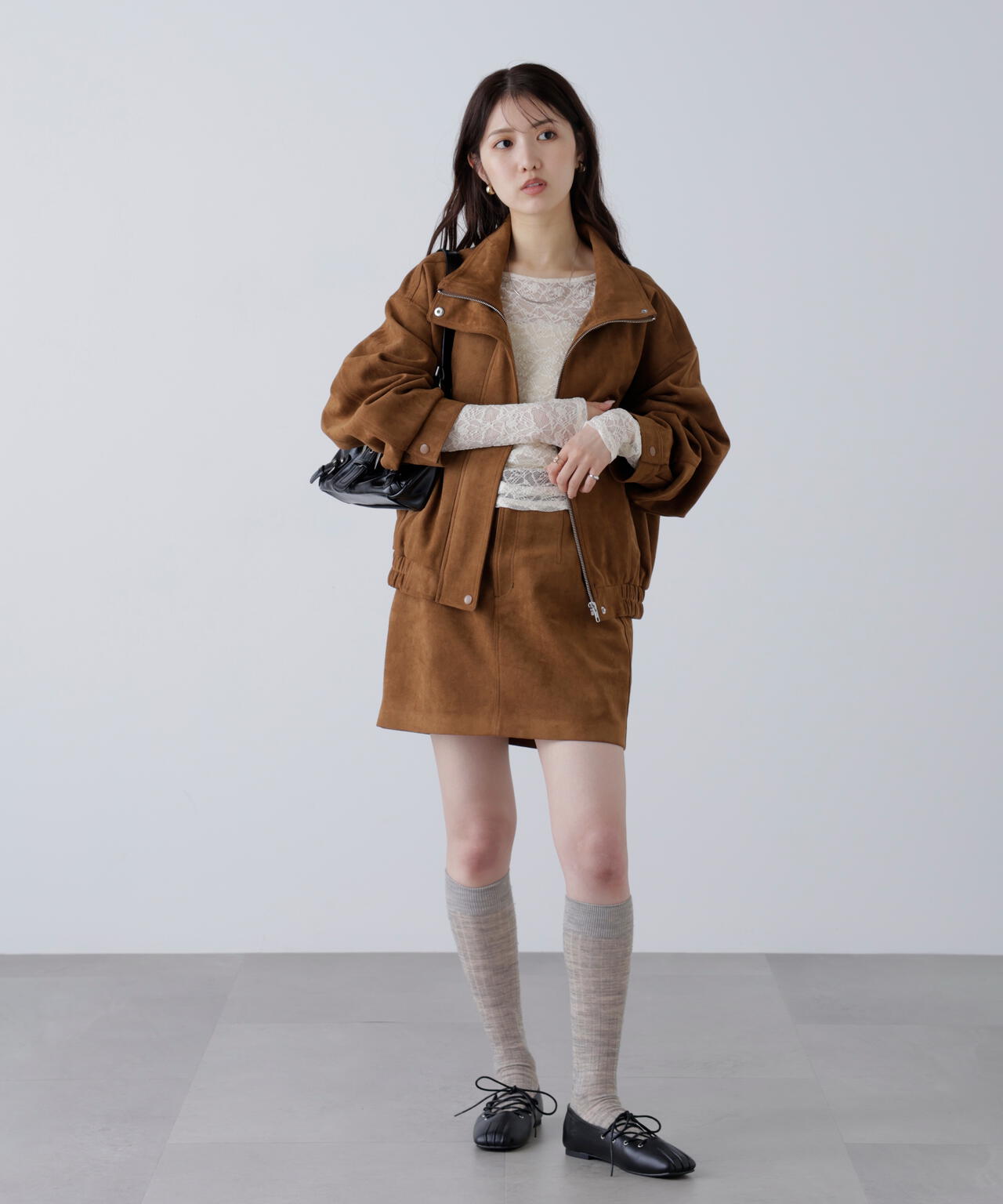 スタンド合皮ブルゾン