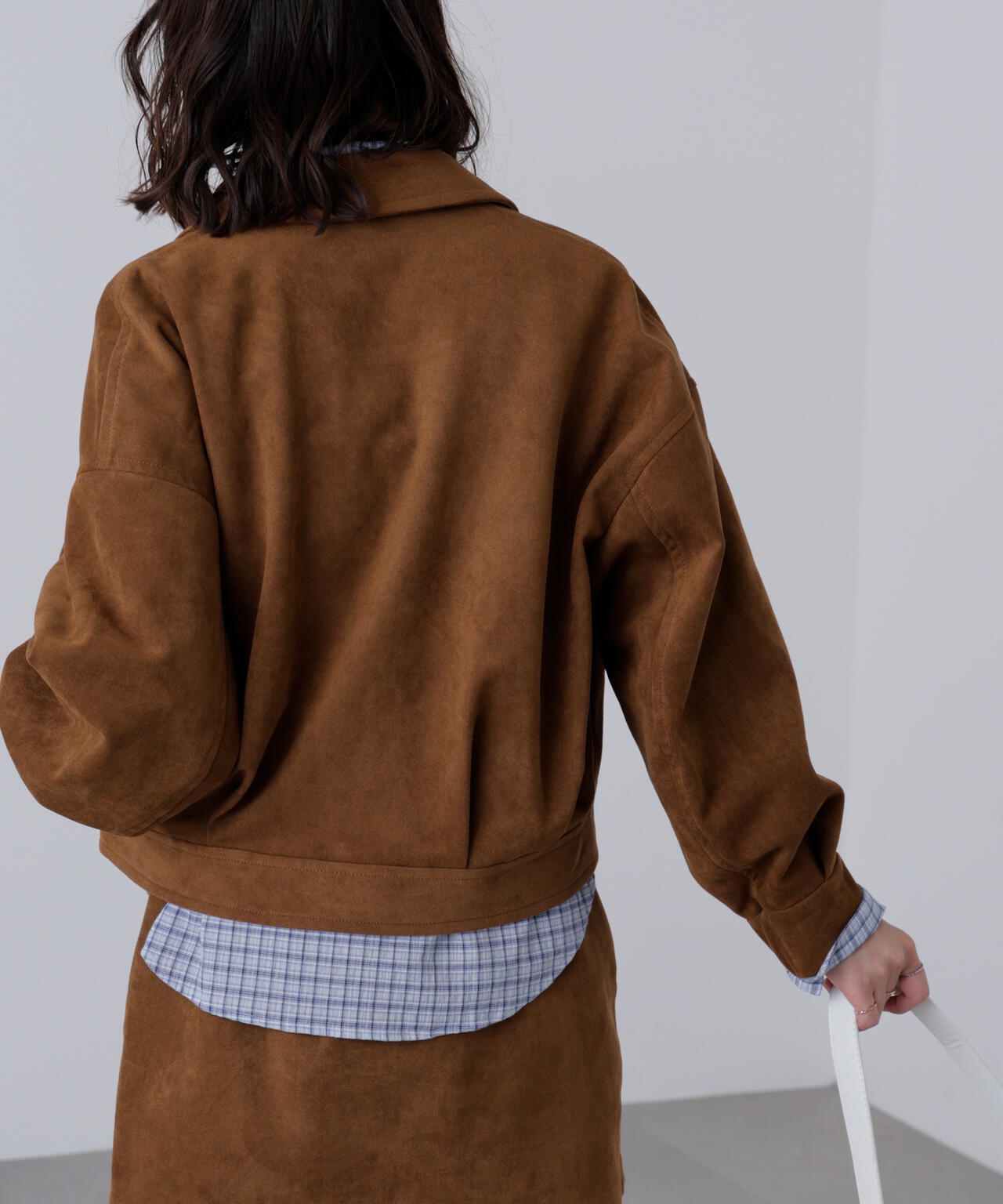 合皮ジップアップブルゾン