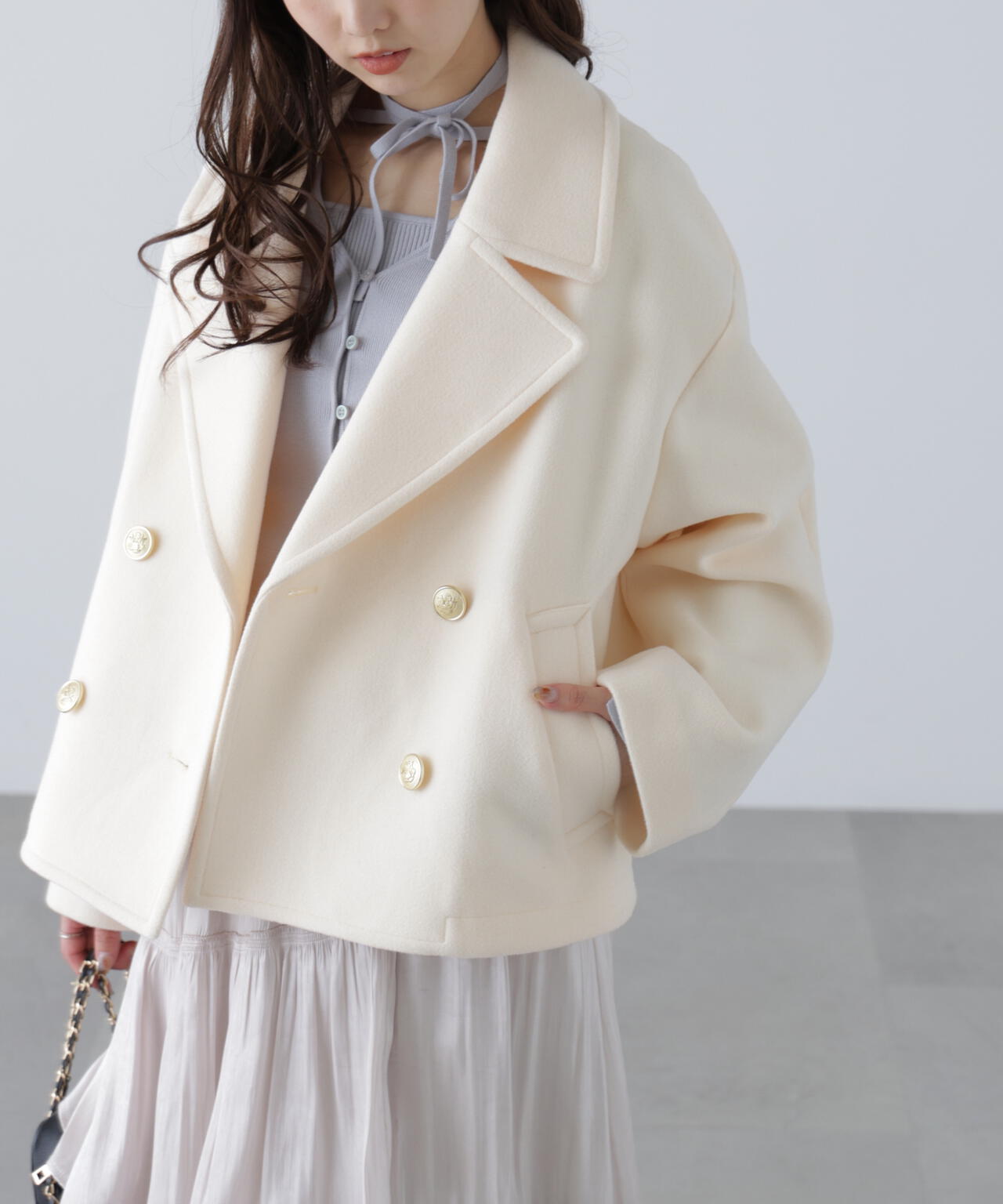 【はかな企画】ミドル丈オーバーピーコート〈ＭＦＭ〉