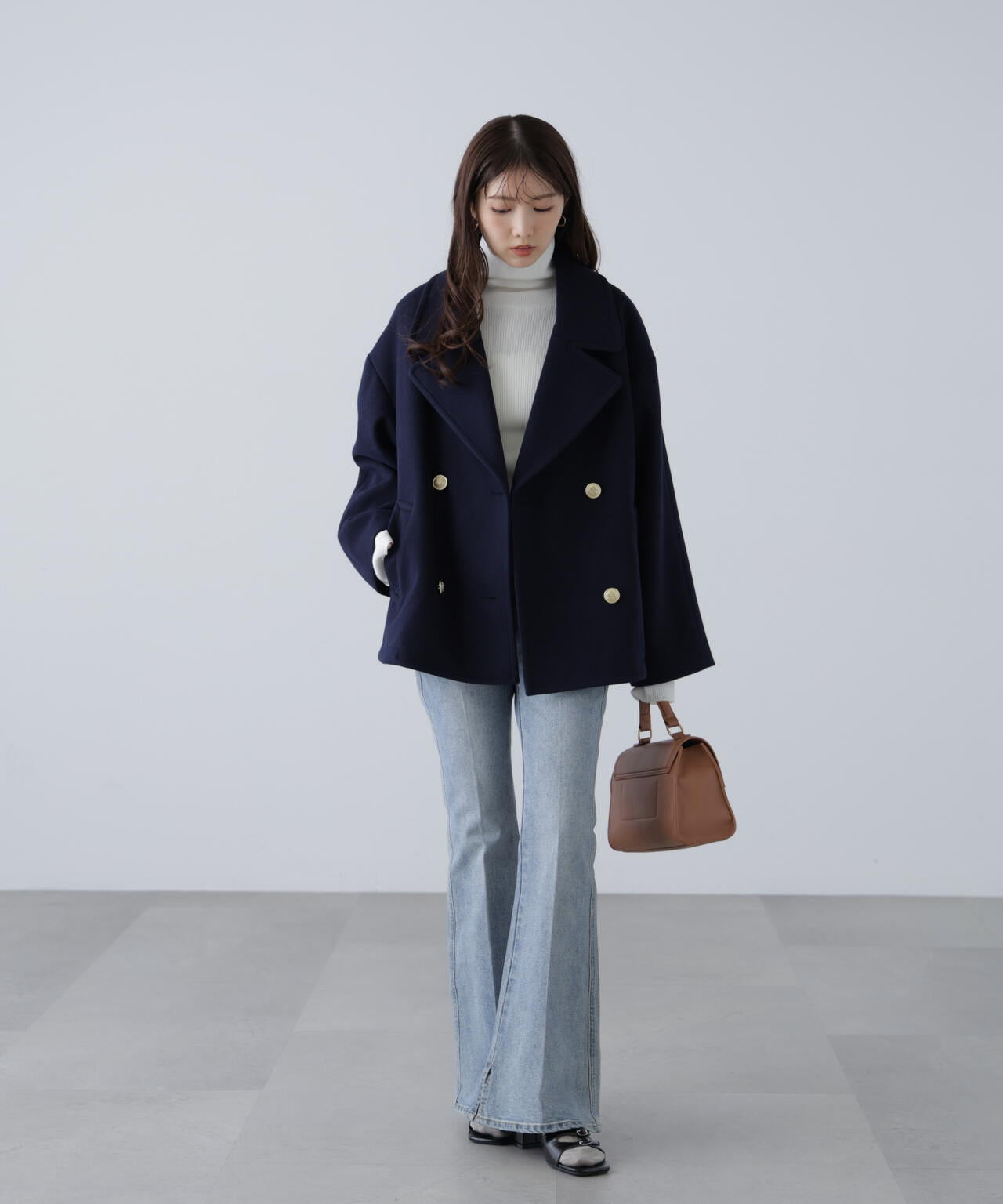 【はかな企画】ミドル丈オーバーピーコート〈ＭＦＭ〉