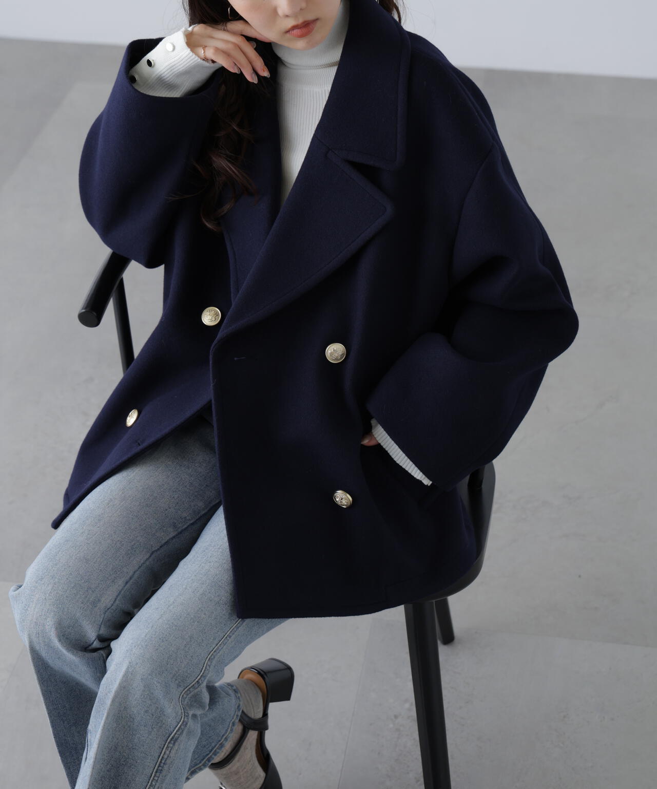 【はかな企画】ミドル丈オーバーピーコート〈ＭＦＭ〉