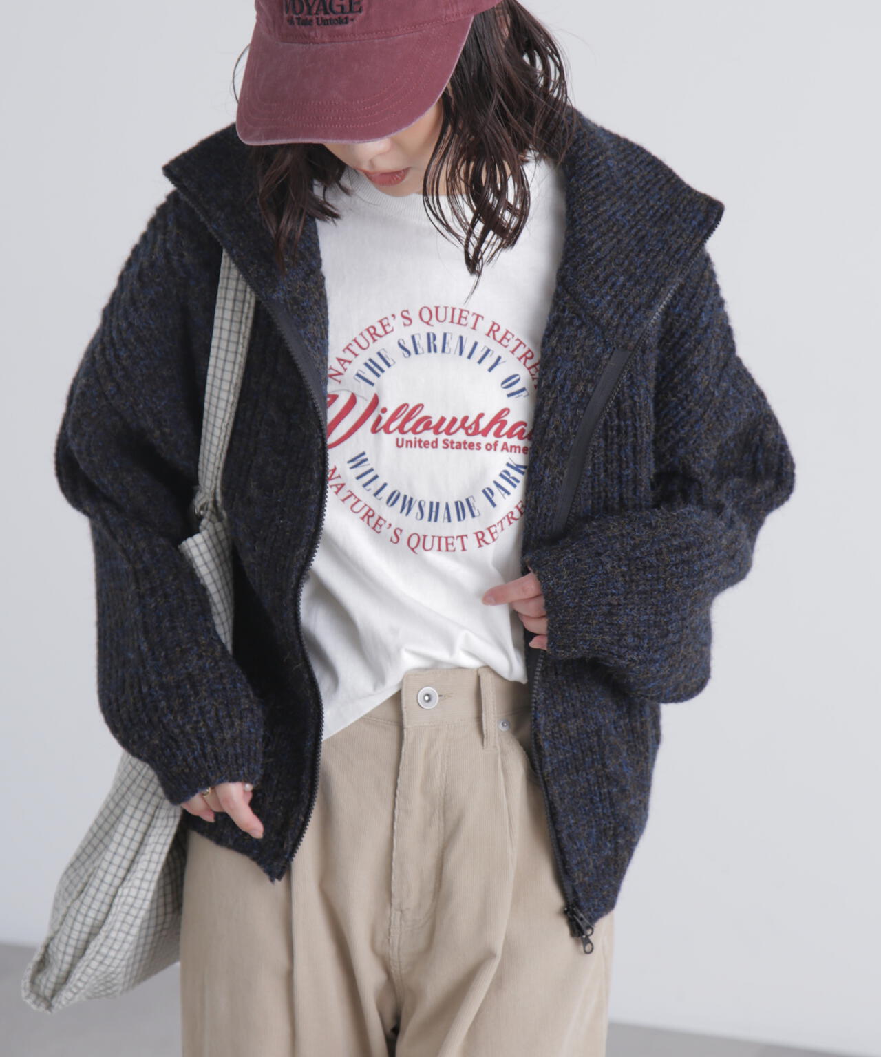 スタンドネックショート丈ジップニットブルゾン | FREE'S MART