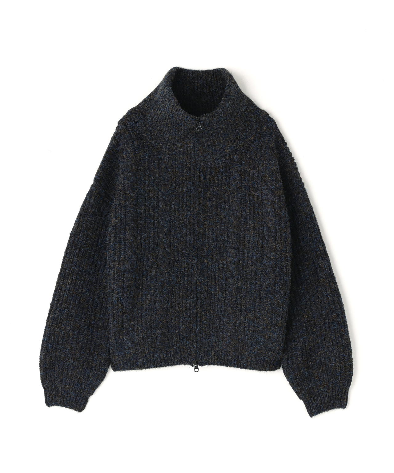 スタンドネックショート丈ジップニットブルゾン