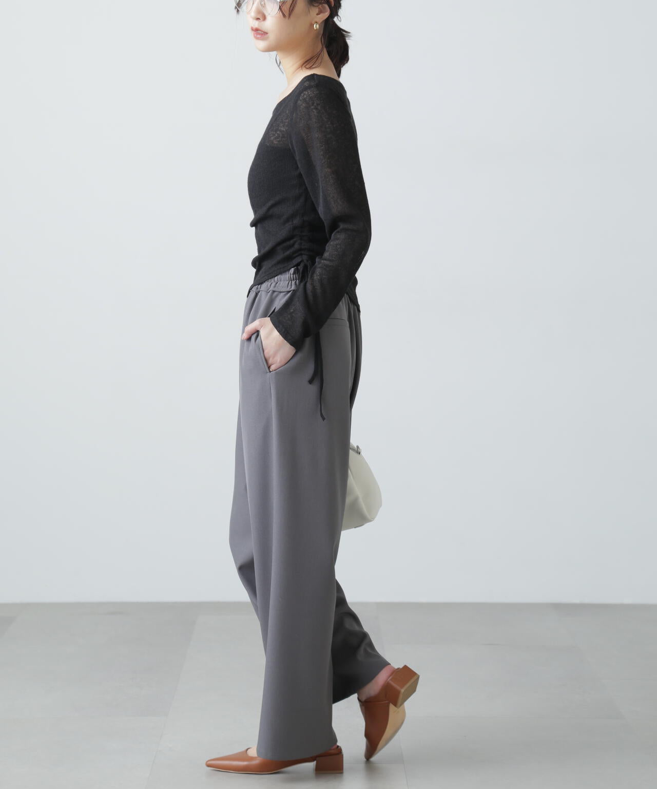 メランジドロストシャーリングカットソー