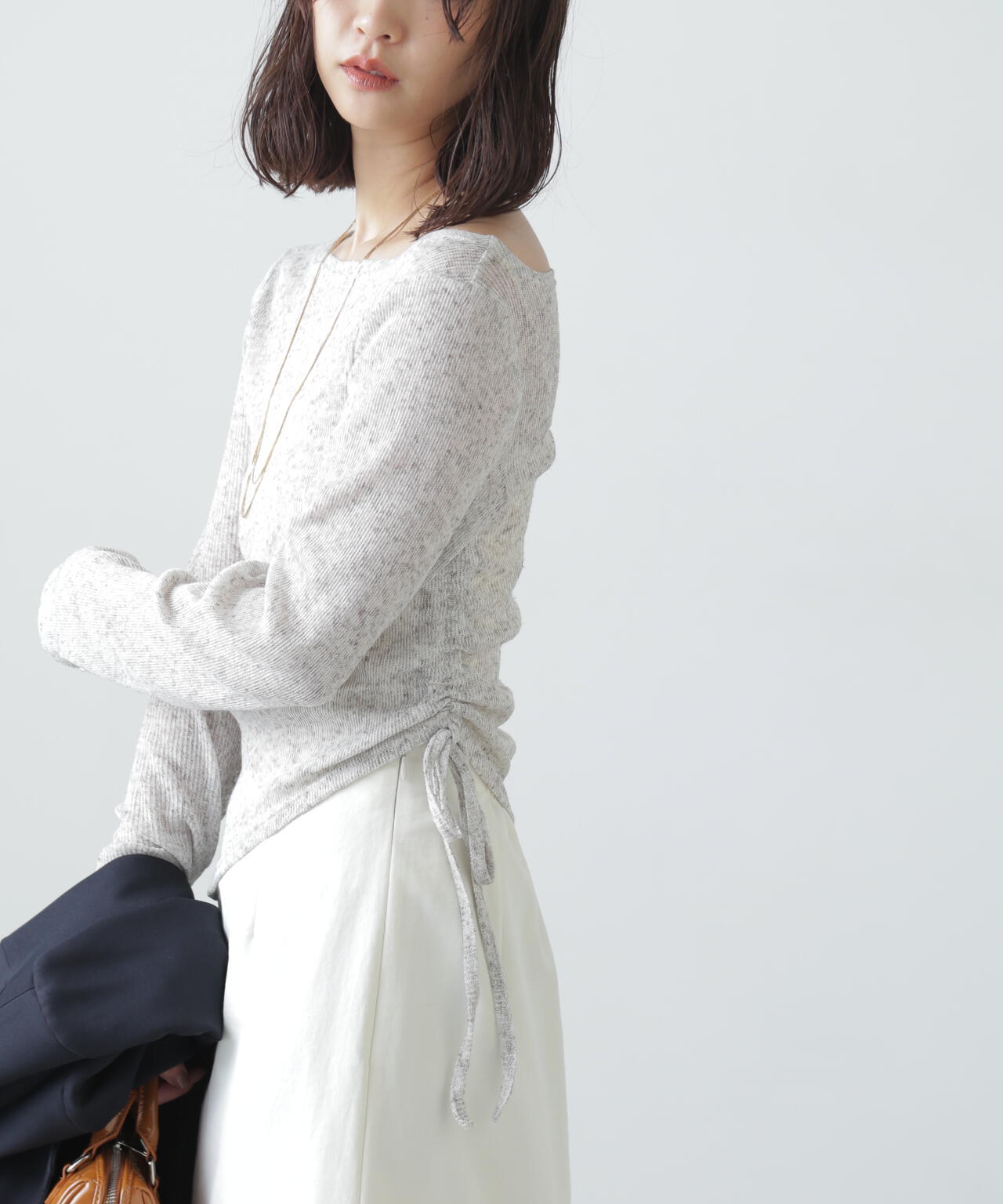 メランジドロストシャーリングカットソー