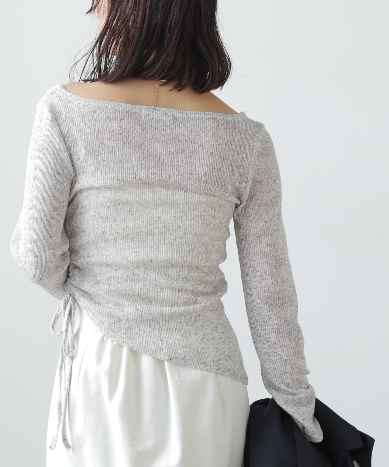 メランジドロストシャーリングカットソー