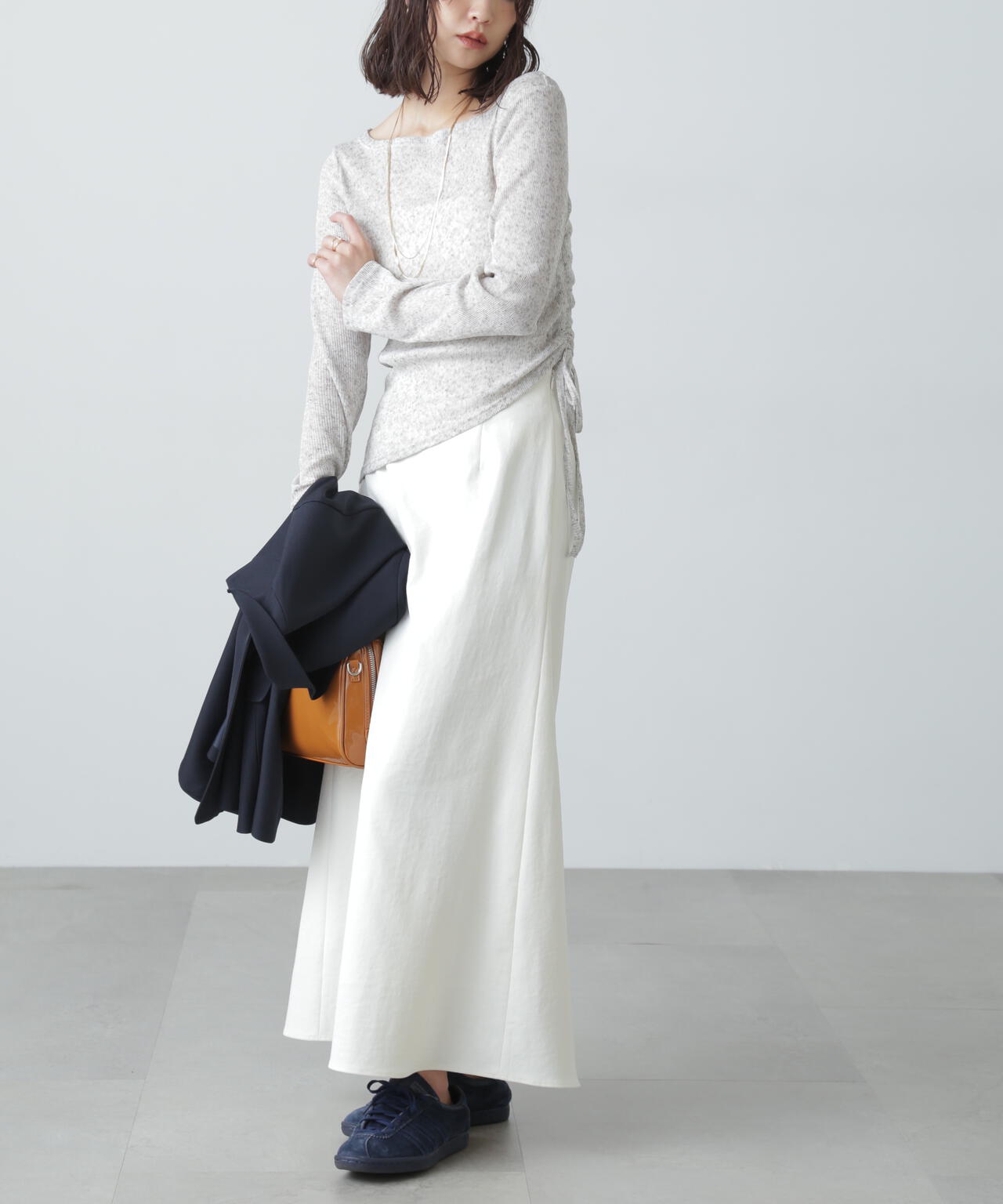 メランジドロストシャーリングカットソー