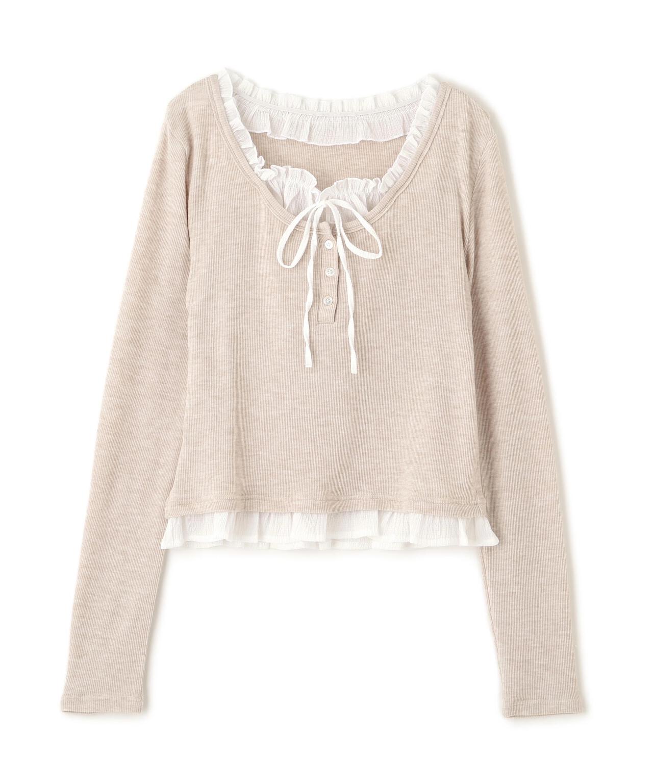 レイヤード風フリルリボンカットソー | FREE'S MART（フリーズマート