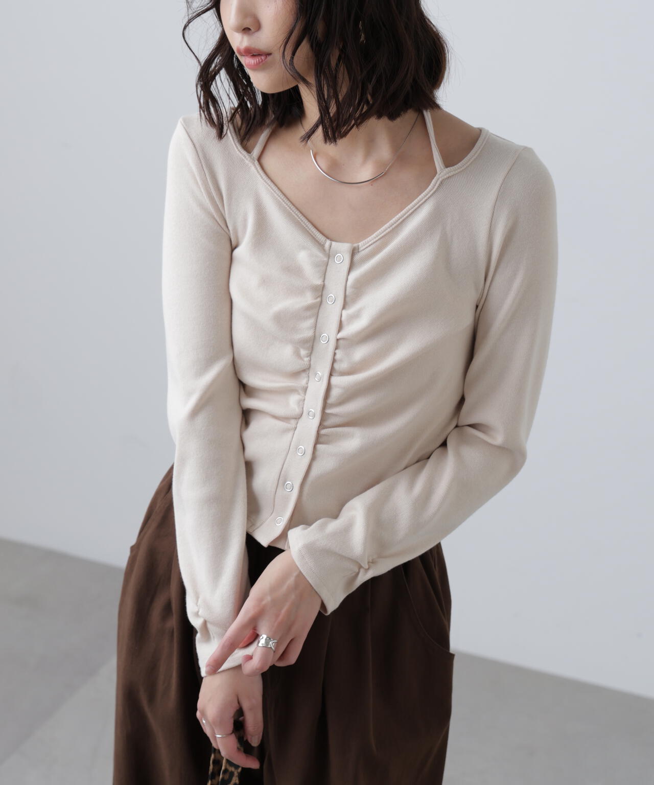 フロントギャザーデコルテカットソー | FREE'S MART（フリーズ