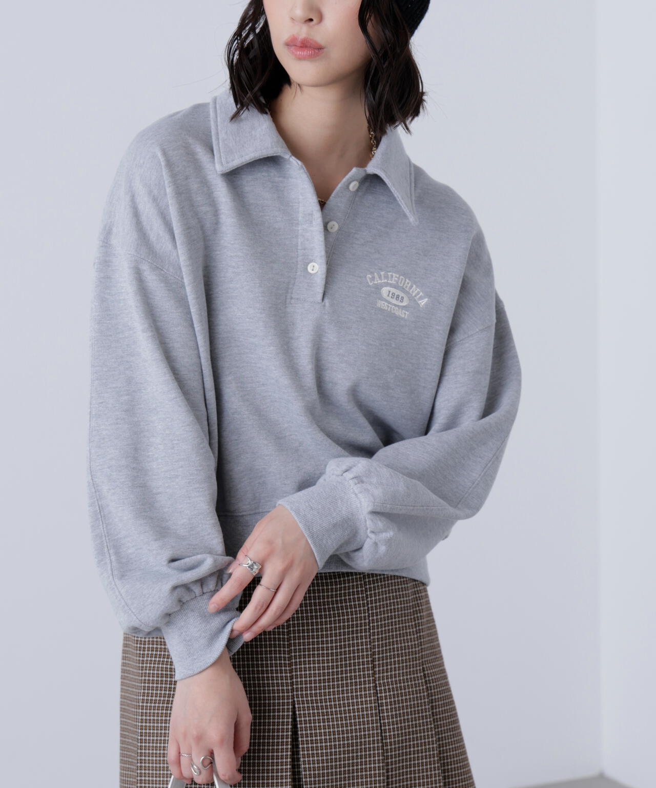 BEAUTY&YOUTHUNITEDARROWS ソリッドコットンポロスウェット コットン裏毛 ショートポロスウェット プルオーバー