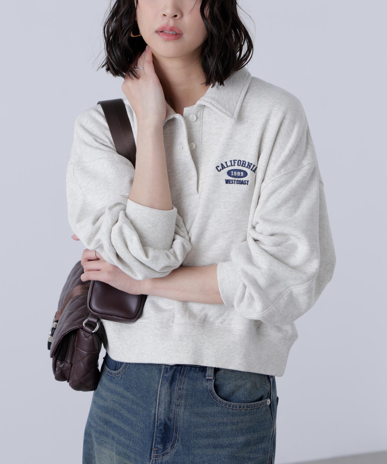 本日中のみ　あさむい　コンフィーポロスウェットプルオーバーホワイト ポロスウェットプルオーバー | FREE'S MART（フリーズマート