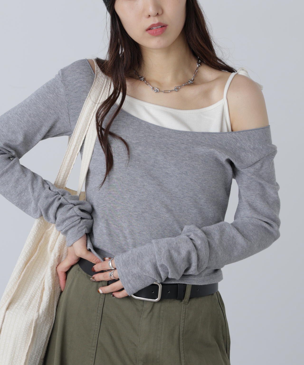 ワンショルキャミレイヤード風カットソー | FREE'S MART
